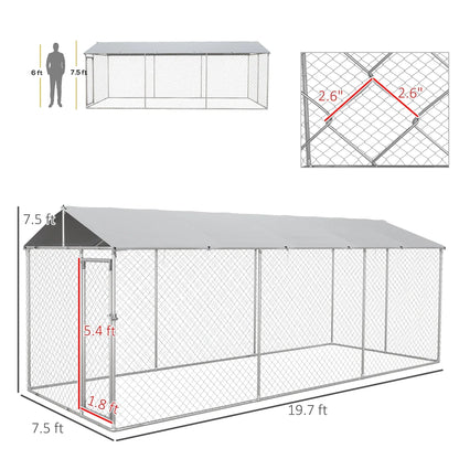 PawHut 19.7' x 7.5' x 7.5' Outdoor Dog Kennel W/ Waterproof Roof
