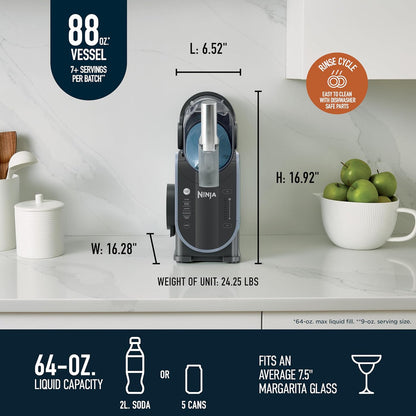 SLUSHi with RapidChill Technology, 88 oz. Frozen Drink & Slushie Machine, 5 Preset Programs, Margaritas, Frappés, and More, Premium Accents, Black, FS301