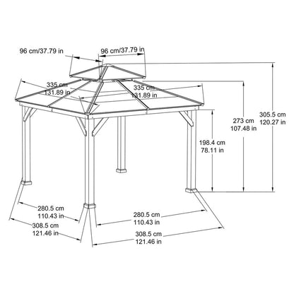 10 ft. x 10 ft. Cedar Framed Gazebo with Steel 2-Tier Hip Roof Hardtop